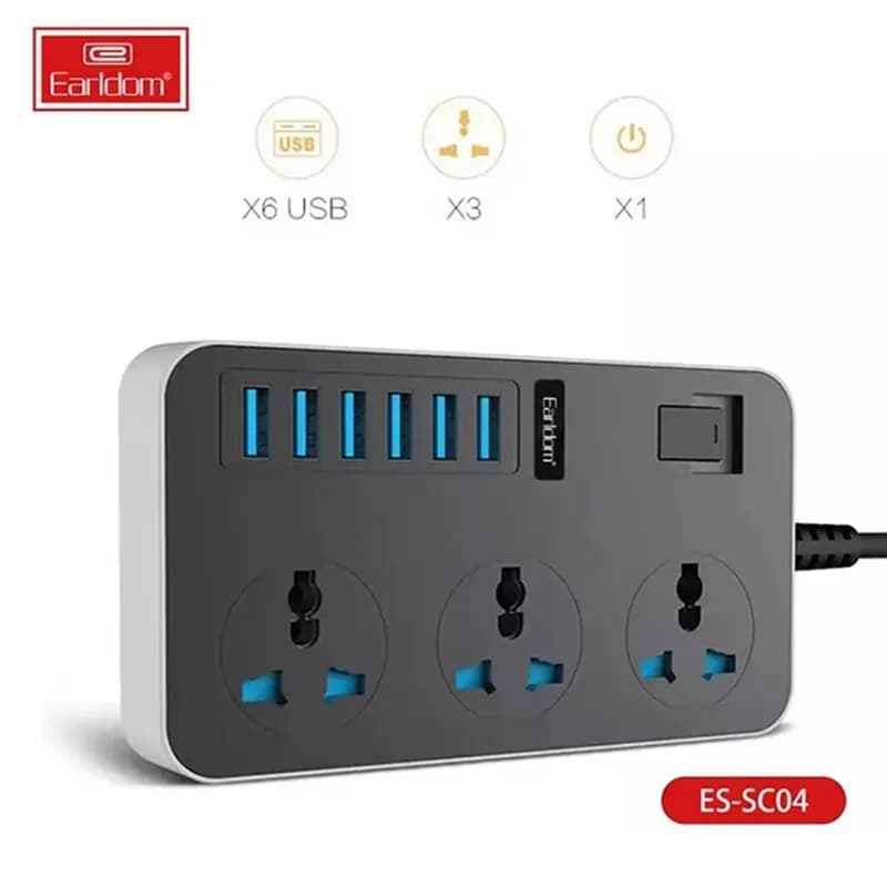 چند راهی 3 خانه و شارژر ارلدام مدل ES-SC04 با کابل 2 متری — تصویر ۵