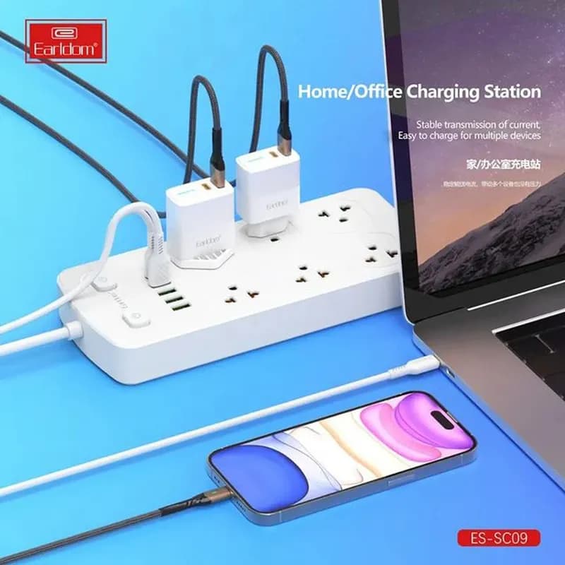 چند راهی 6 خانه و شارژر ارلدام مدل ES-SC09 با کابل 2 متری — تصویر ۶