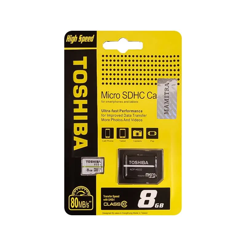 کارت حافظه MicroSDHC توشیبا 533x کلاس 10 ظرفیت 8 گیگابایت + خشاب