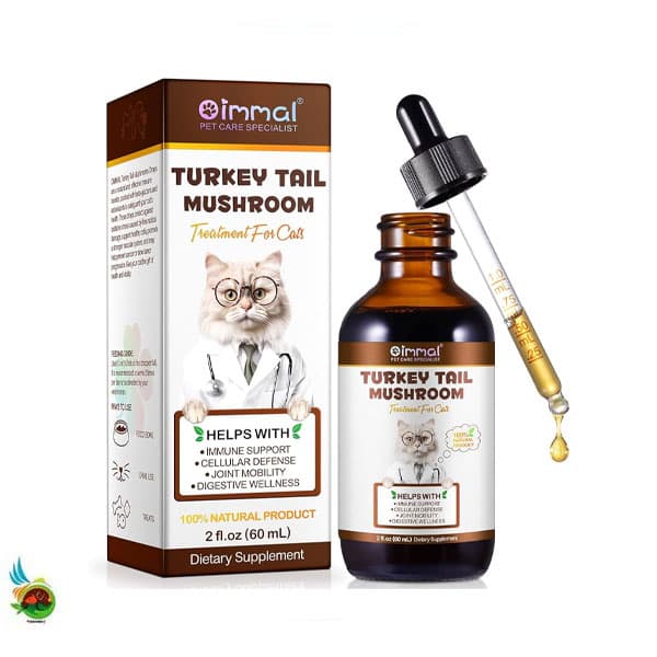 قطره تقویت سیستم ایمنی بدن و گوارش گربه اویمال Oimmal turkey tail mashroom حجم ۶۰ میلی لیتر