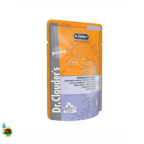 پوچ چانکی گربه دکتر کلادرز طعم مرغ و اردک در ژله Dr.clauders chicken & duck in gelee وزن ۱۰۰ گرم