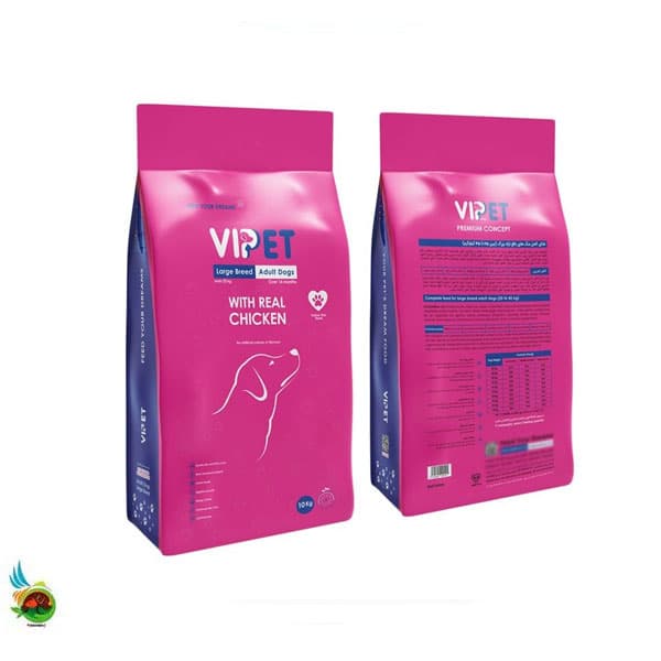 غذای خشک سگ بالغ نژاد بزرگ وی پت طعم مرغ VIPET large breed adult dogs with chicken وزن 10 کیلوگرم