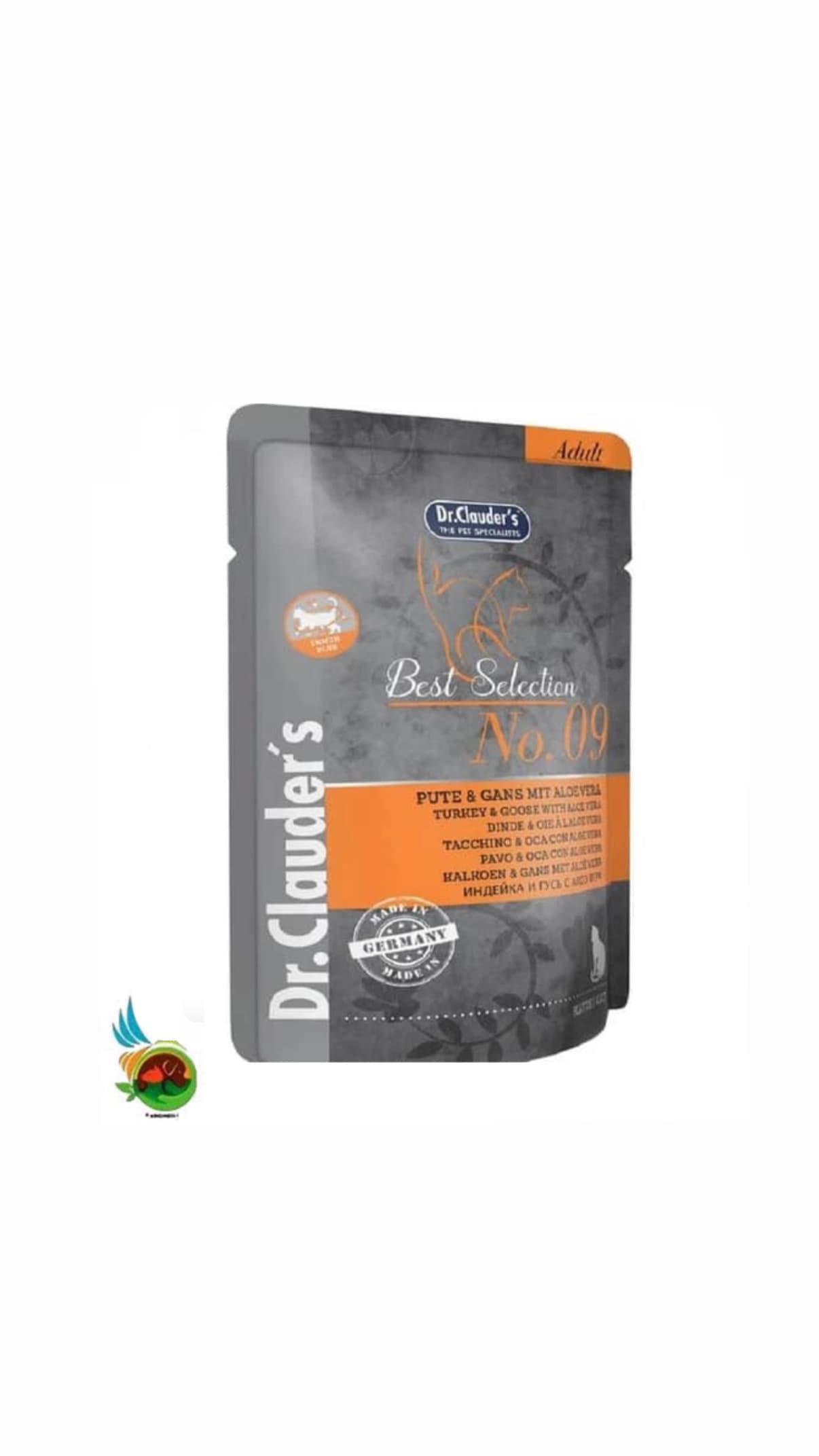 پوچ گربه بالغ دکتر کلادرز مدل سلکشن طعم بوقلمون و غاز به همراه آلوئه ورا Dr.clauders best selection turkey & goose with aloe vera وزن ۸۵ گرم — تصویر ۲