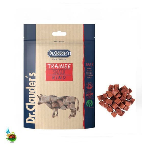 تشویقی سگ دکتر کلادرز مدل مکعبی طعم گوشت گاو Dr.Clauder’s trainee snack rind وزن ۸۰ گرم