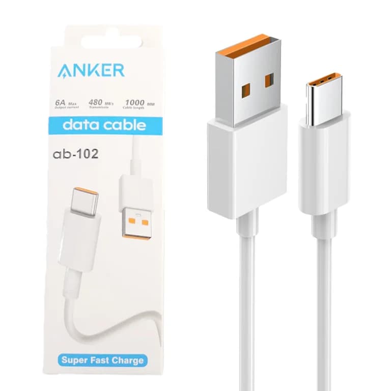 کابل شارژ فست ANKER Type-C مدل EC-012 – سفید – BSA (غیراصل)