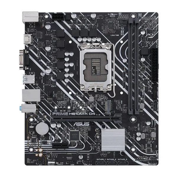 مادربرد ASUS PRIME H610M‑K سوکت LGA1700 چیپست Intel H610 فرم فاکتور Micro‑ATX با پشتیبانی از پردازنده‌های نسل 12 و 13 اینتل و حافظه DDR4 — تصویر ۲