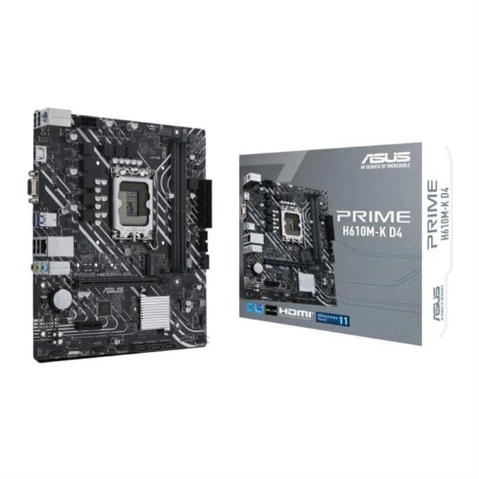 مادربرد ASUS PRIME H610M‑K سوکت LGA1700 چیپست Intel H610 فرم فاکتور Micro‑ATX با پشتیبانی از پردازنده‌های نسل 12 و 13 اینتل و حافظه DDR4 — تصویر ۳