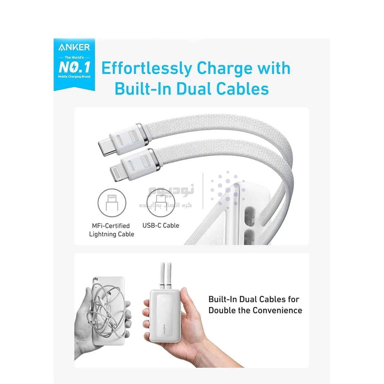 پاور بانک فست شارژ Anker 20000mAh مدل A1681H31 30W – آبی (گارانتی 18 ماهه شرکتی) — تصویر ۳