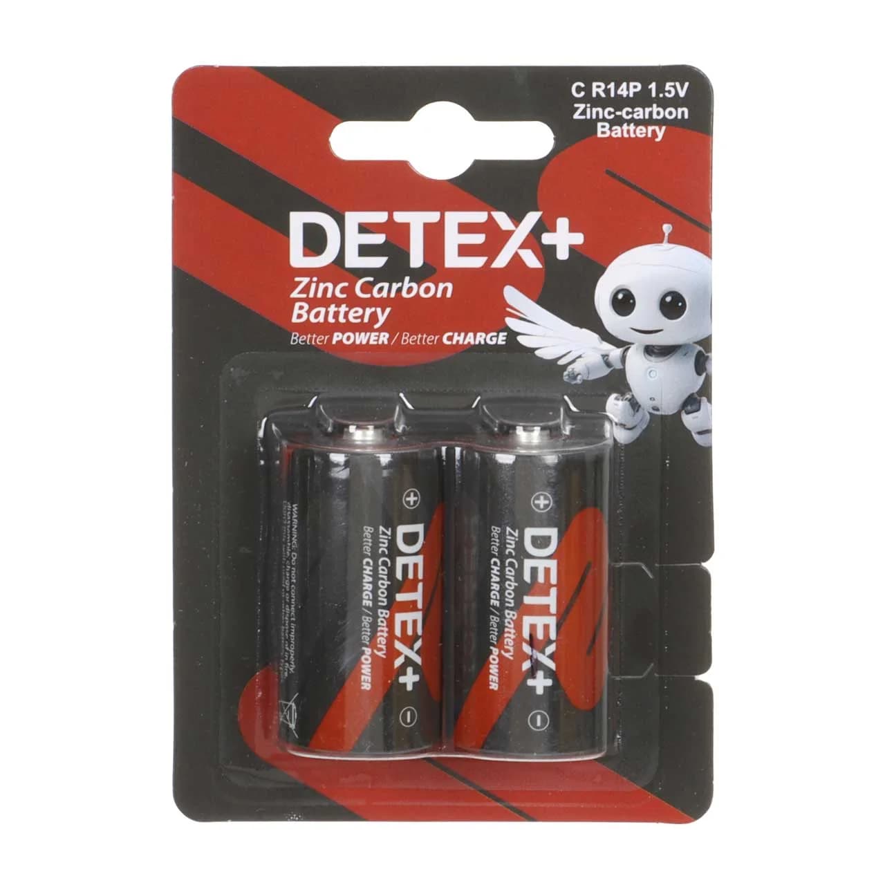 باتری سایز متوسط +Detex مدل Zinc Carbon R14P (بسته 2 عددی) — تصویر ۲