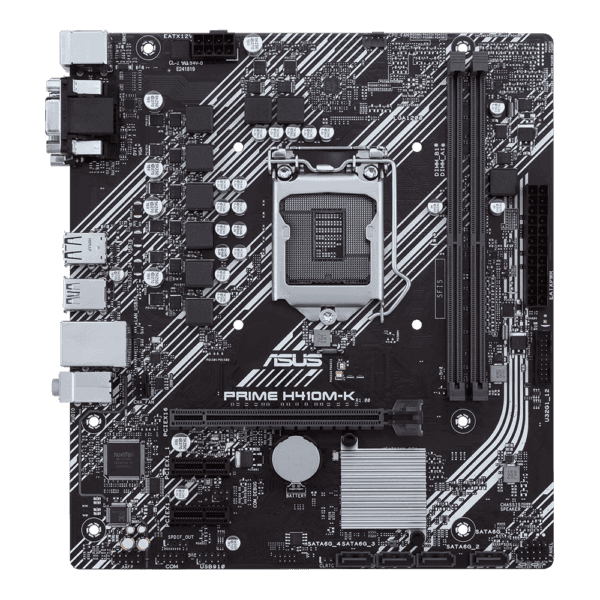 مادربرد ASUS PRIME H410M-K سوکت LGA1200 چیپست Intel H410 فرم فاکتور Micro-ATX با پشتیبانی از پردازنده‌های نسل 10 اینتل و حافظه DDR4