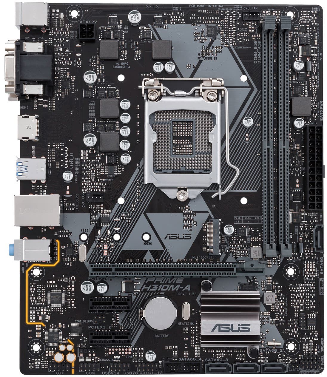 مادربرد ASUS Prime H310M-A استوک سوکت LGA1151 چیپست Intel H310 با پشتیبانی از پردازنده‌های نسل 8 و 9 اینتل و حافظه DDR4