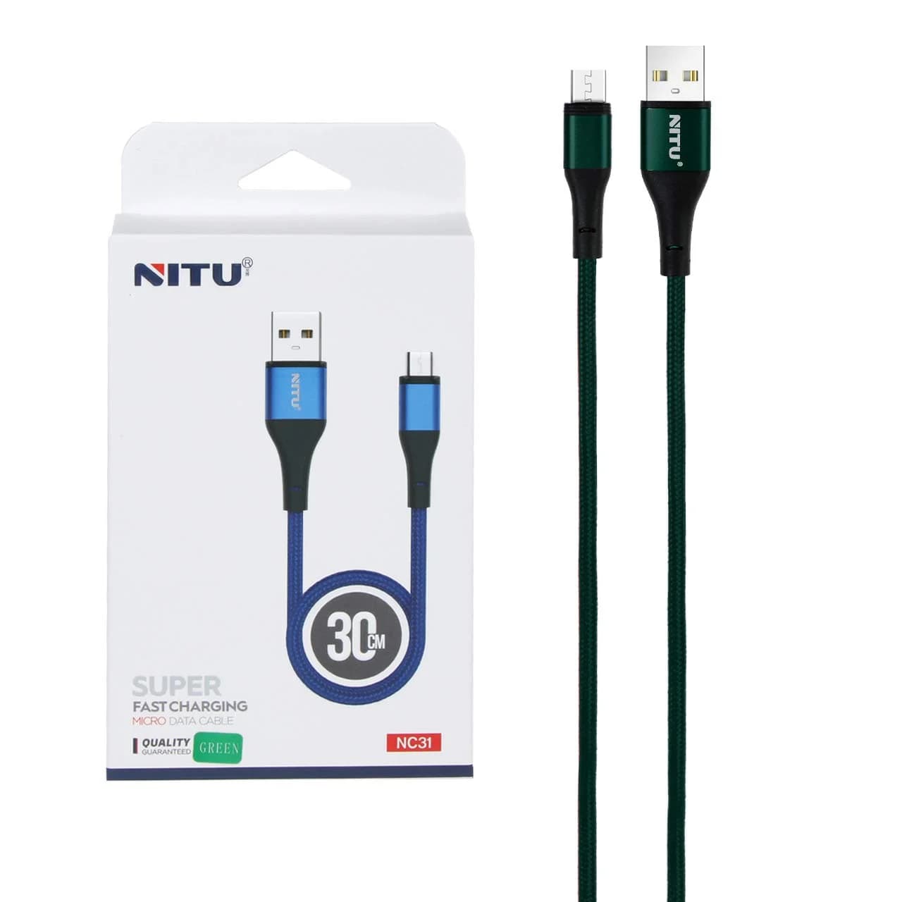 کابل شارژ پاوربانک فست اندروید NITU مدل NC31 – سبز (گارانتی 12 ماه تعویض نیکان همراه) — تصویر ۲