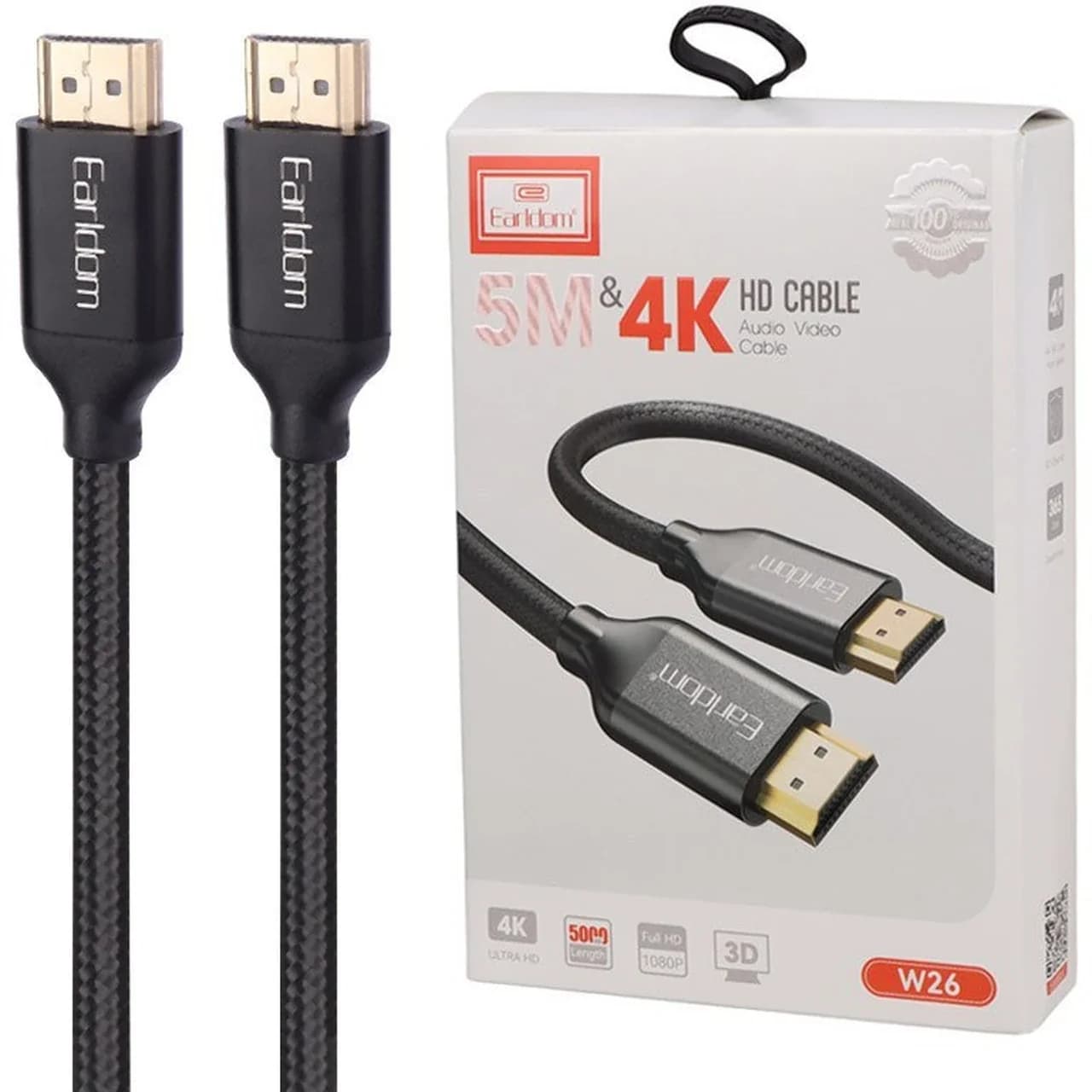 کابل 5 متری 4K Earldom HDMI مدل ET-W26 – مشکی