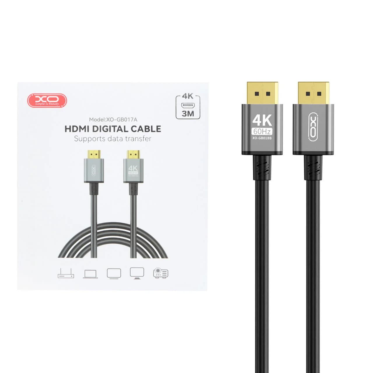 کابل 3متری XO HDMI مدل XO-GB017A – مشکی — تصویر ۲