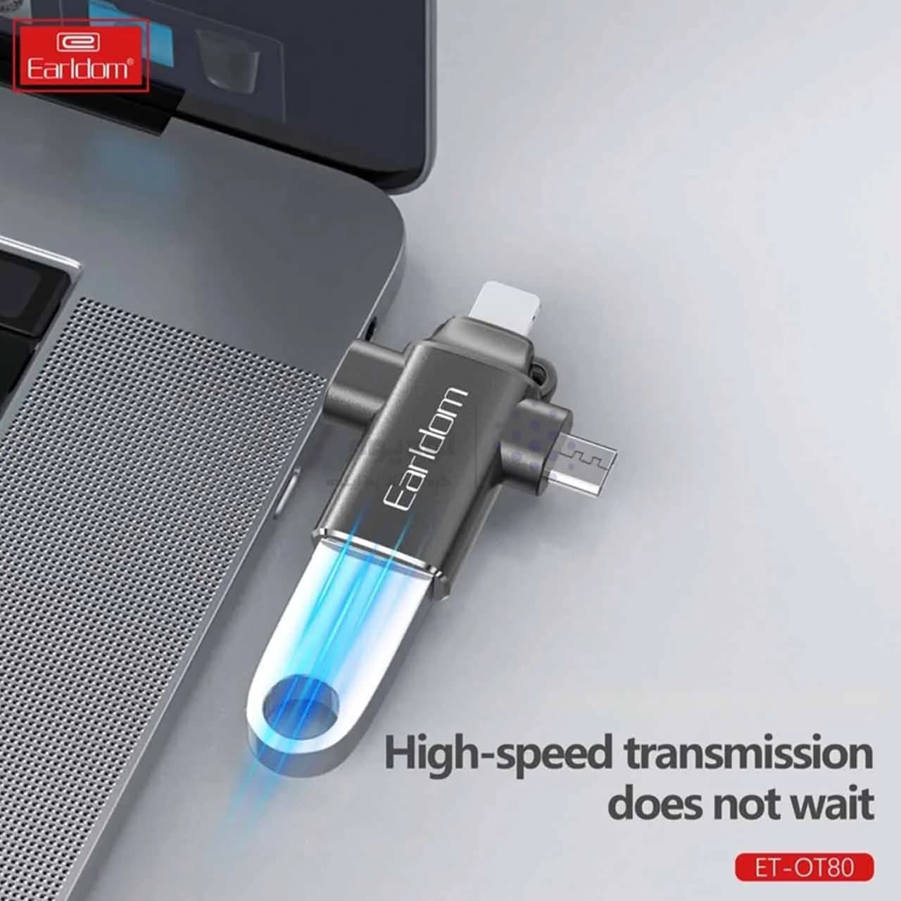 تبدیل OTG سه کاره Earldom USB3.0 مدل OT80 – مشکی — تصویر ۷