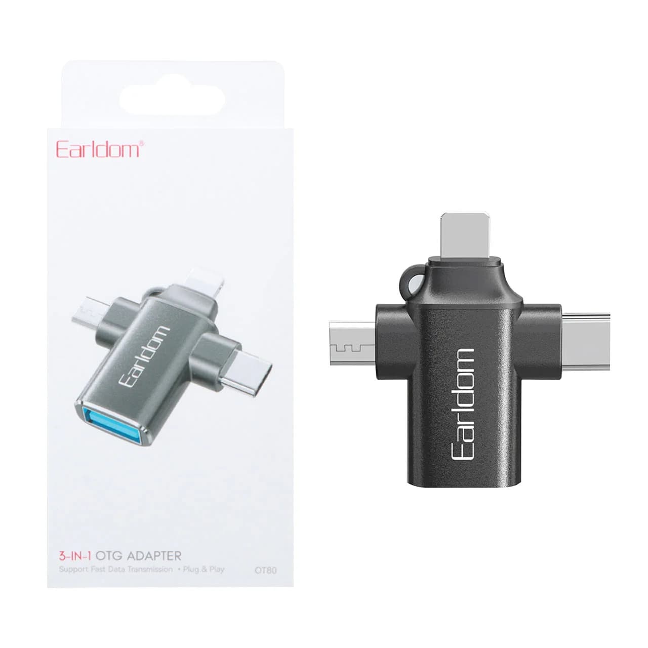 تبدیل OTG سه کاره Earldom USB3.0 مدل OT80 – مشکی — تصویر ۸