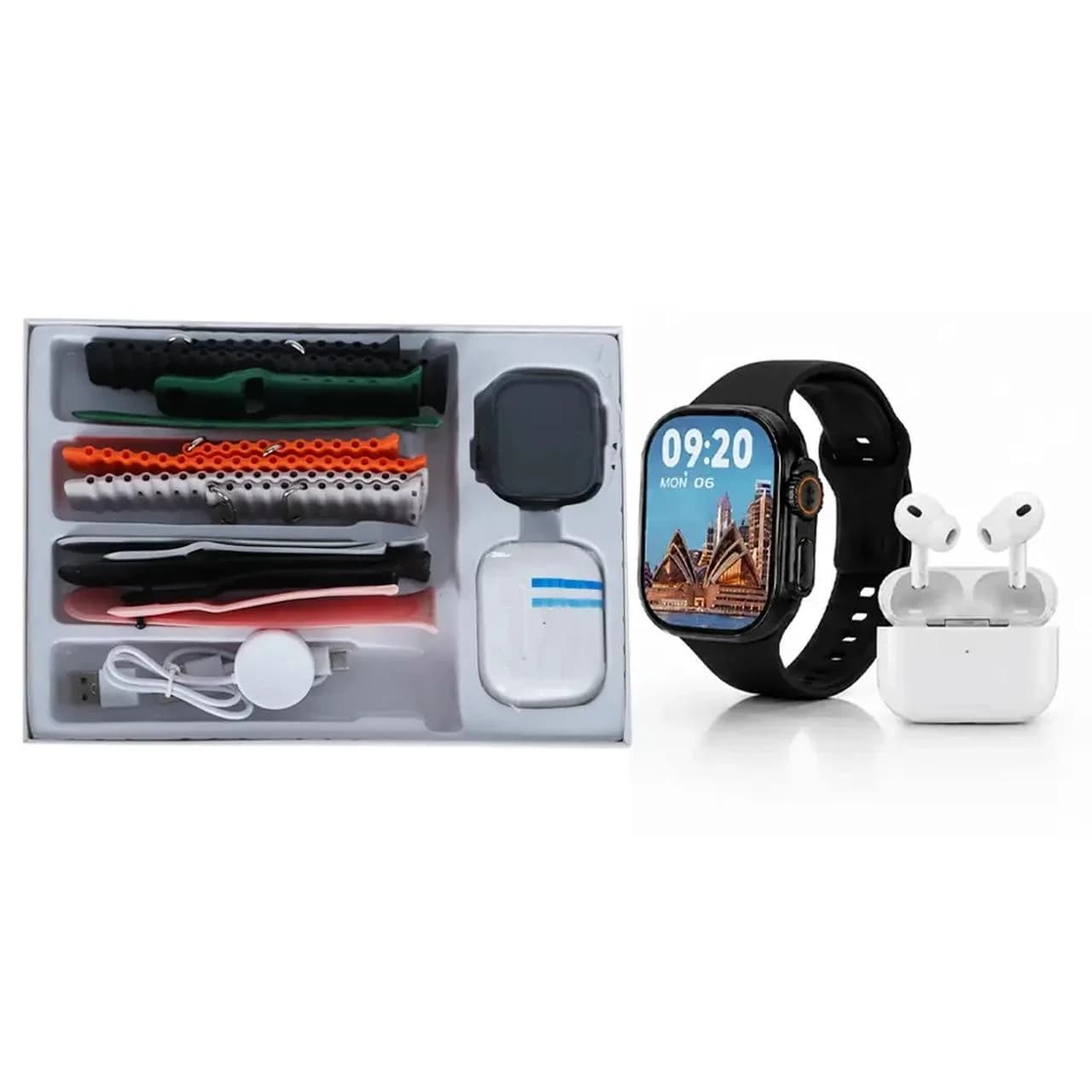 پک ساعت هوشمند و ایرفون بی سیم KEQIWEAR مدل KW95 Ultra 3 – مشکی — تصویر ۶