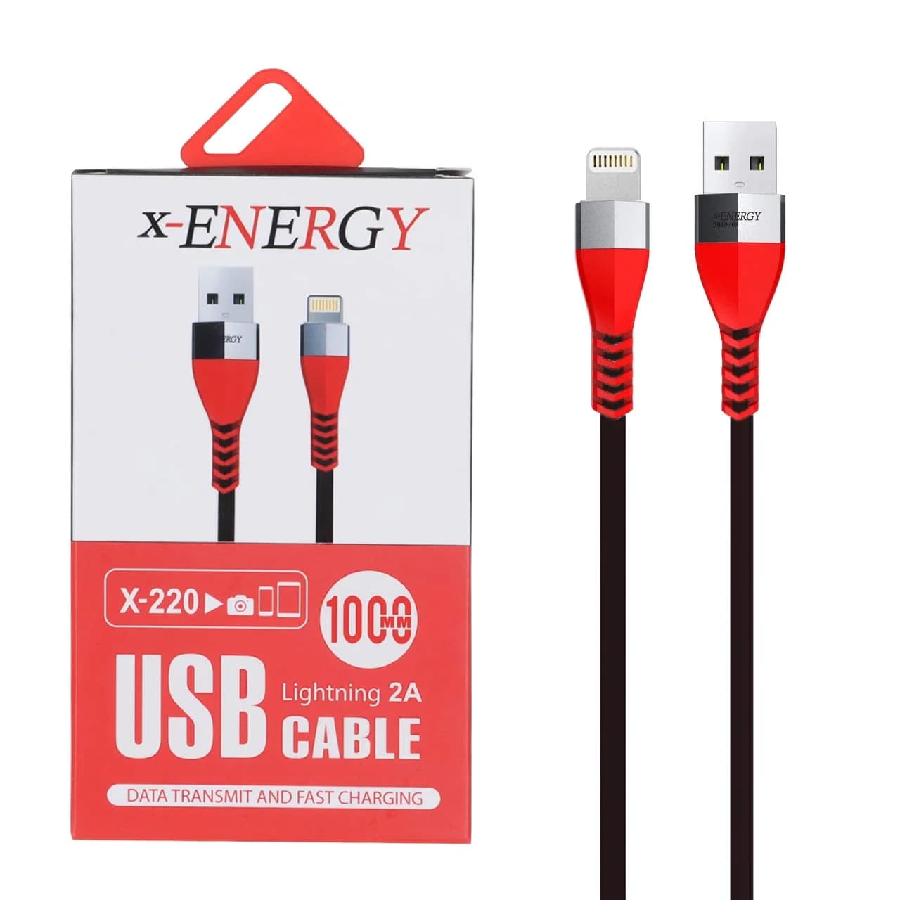 کابل شارژ آیفون X-Energy مدل X-220 – مشکی قرمز (گارانتی IPM)