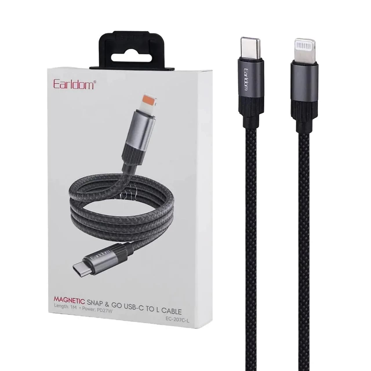 کابل شارژ PD و فست Earldom Type-C To Lightning مدل EC-207C-L 27W – مشکی — تصویر ۲