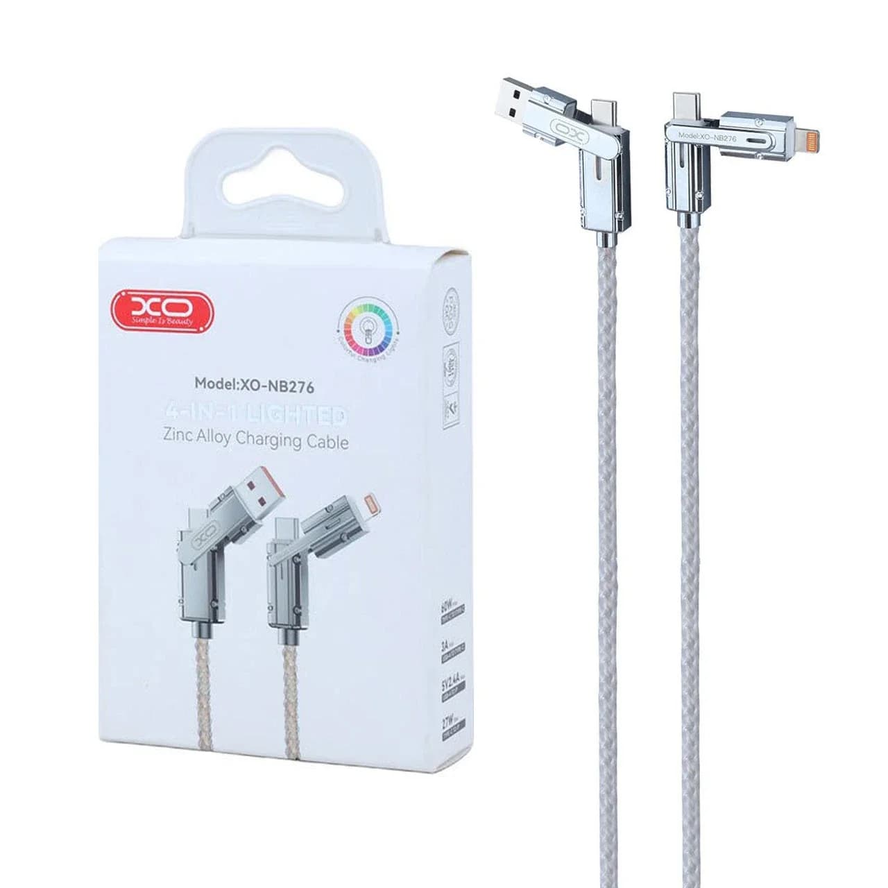 کابل شارژ PD و فست چندکاره XO مدل XO-NB276 60W – طوسی — تصویر ۲