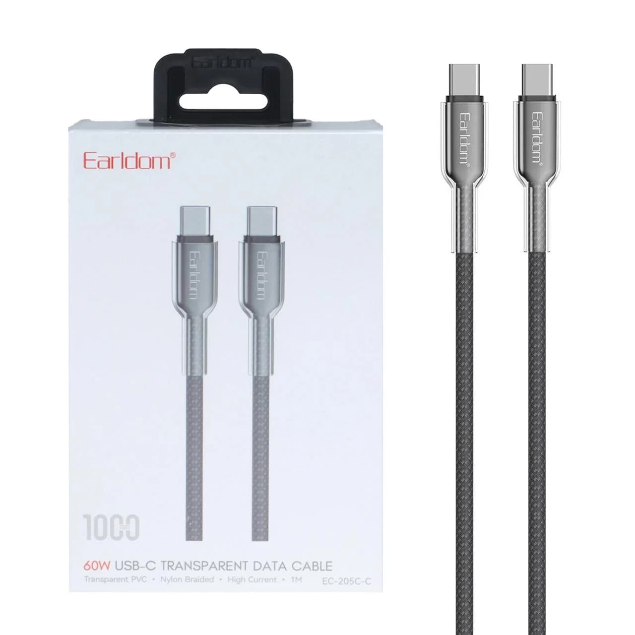 کابل شارژ PD و فست Earldom Type-C To Type-C مدل EC-205C-C 60W – مشکی — تصویر ۲