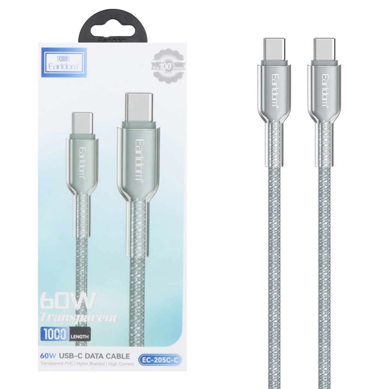 کابل شارژ PD و فست Earldom Type-C To Type-C مدل EC-205C-C 60W – مشکی — تصویر ۳