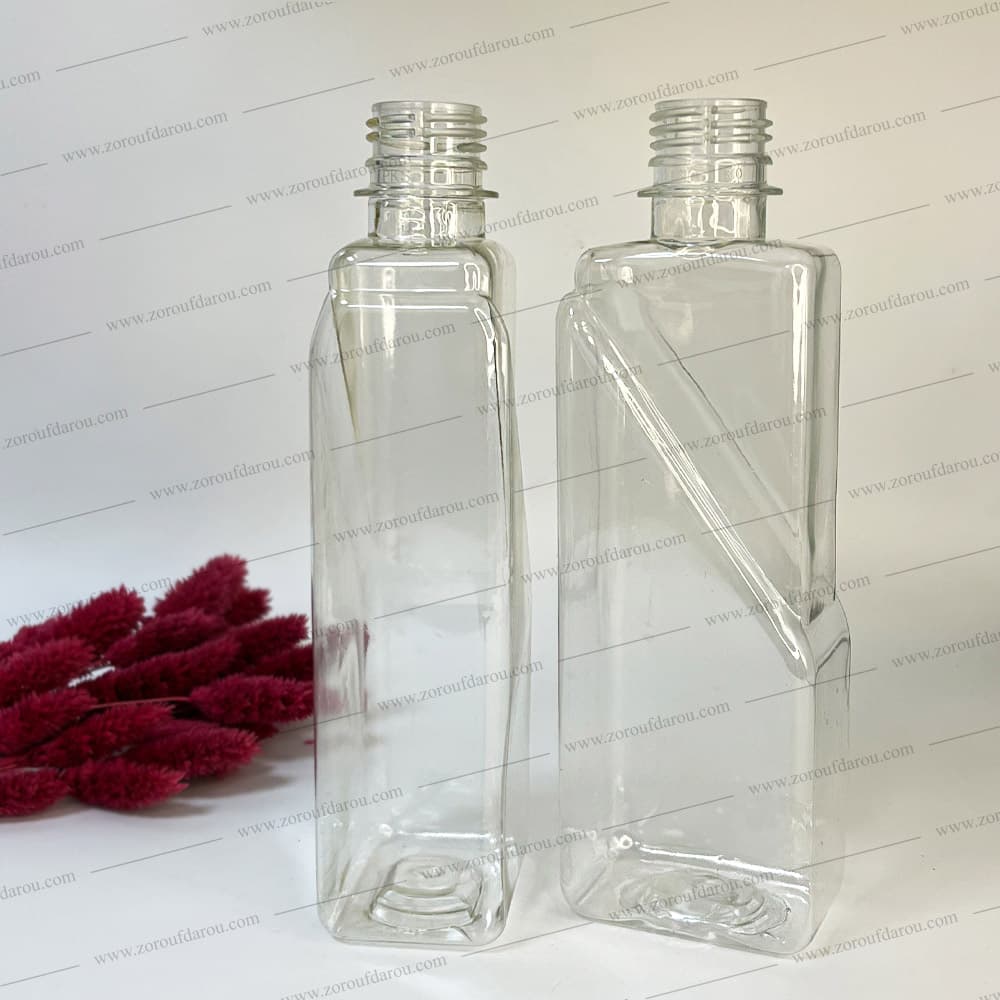 بطری پلاستیکی پت 400 سی سی کتابی شفاف دهانه 28