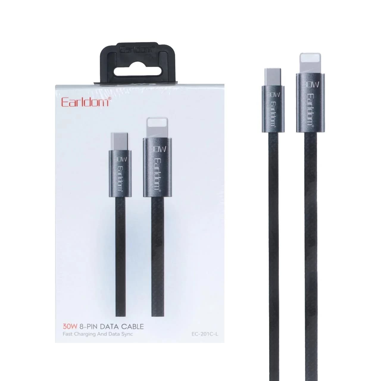 کابل شارژ PD و فست Earldom Type-C To Lightning مدل EC-201C-L 30W – مشکی — تصویر ۳