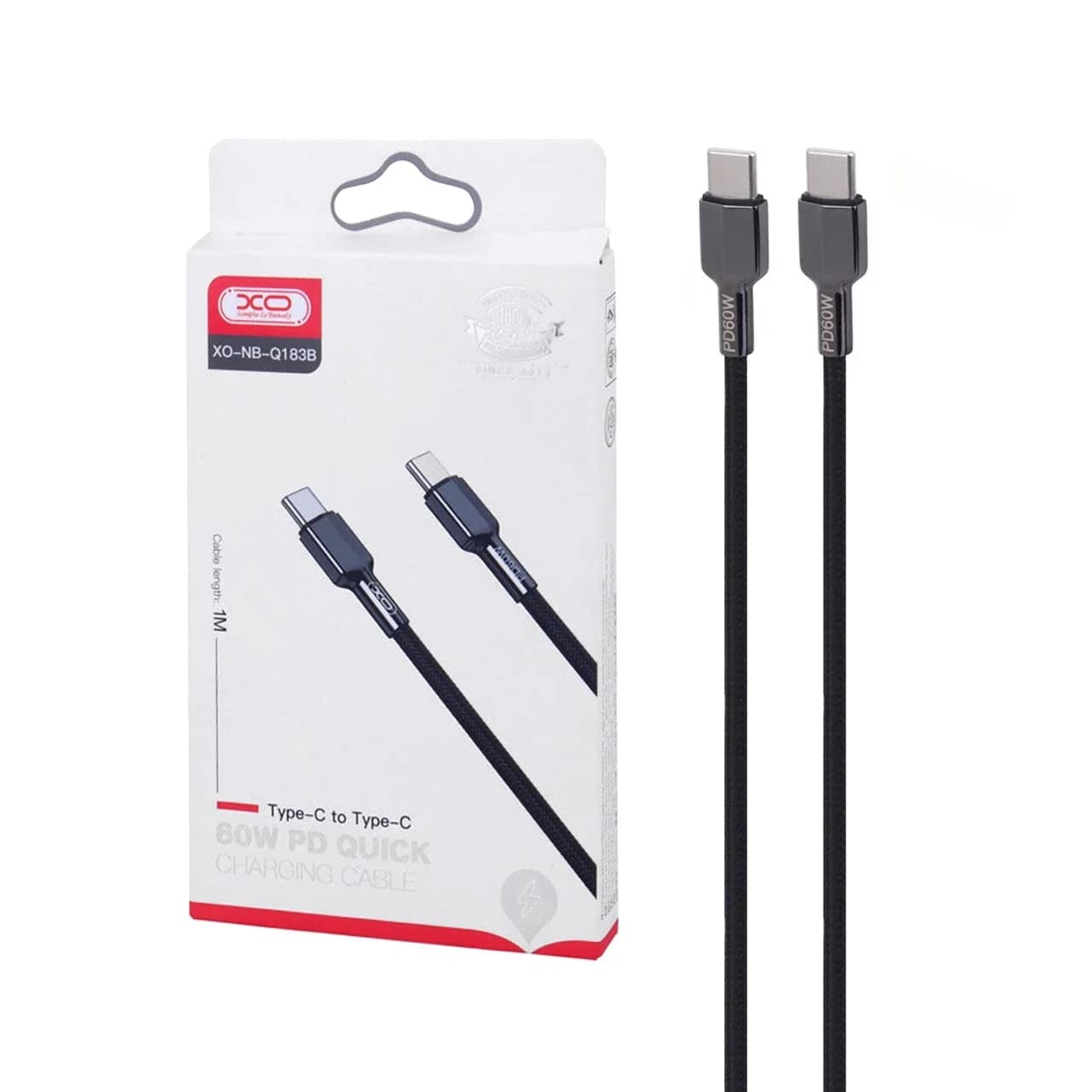 کابل شارژ PD و فست XO Type-C To Type-C مدل XO-NB-Q183B 60W – مشکی
