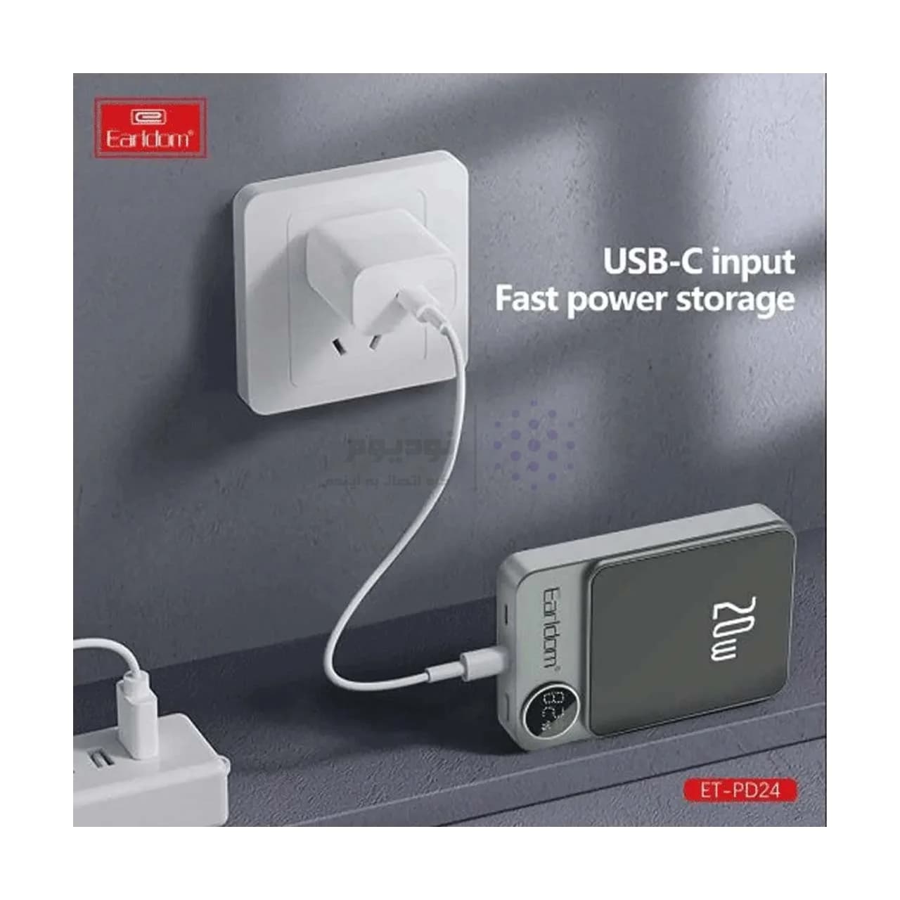 پاوربانک وایرلس PD و فست شارژ Earldom 10000mAh مدل PD24 20W – مشکی (دارای نمایشگر LED) — تصویر ۶