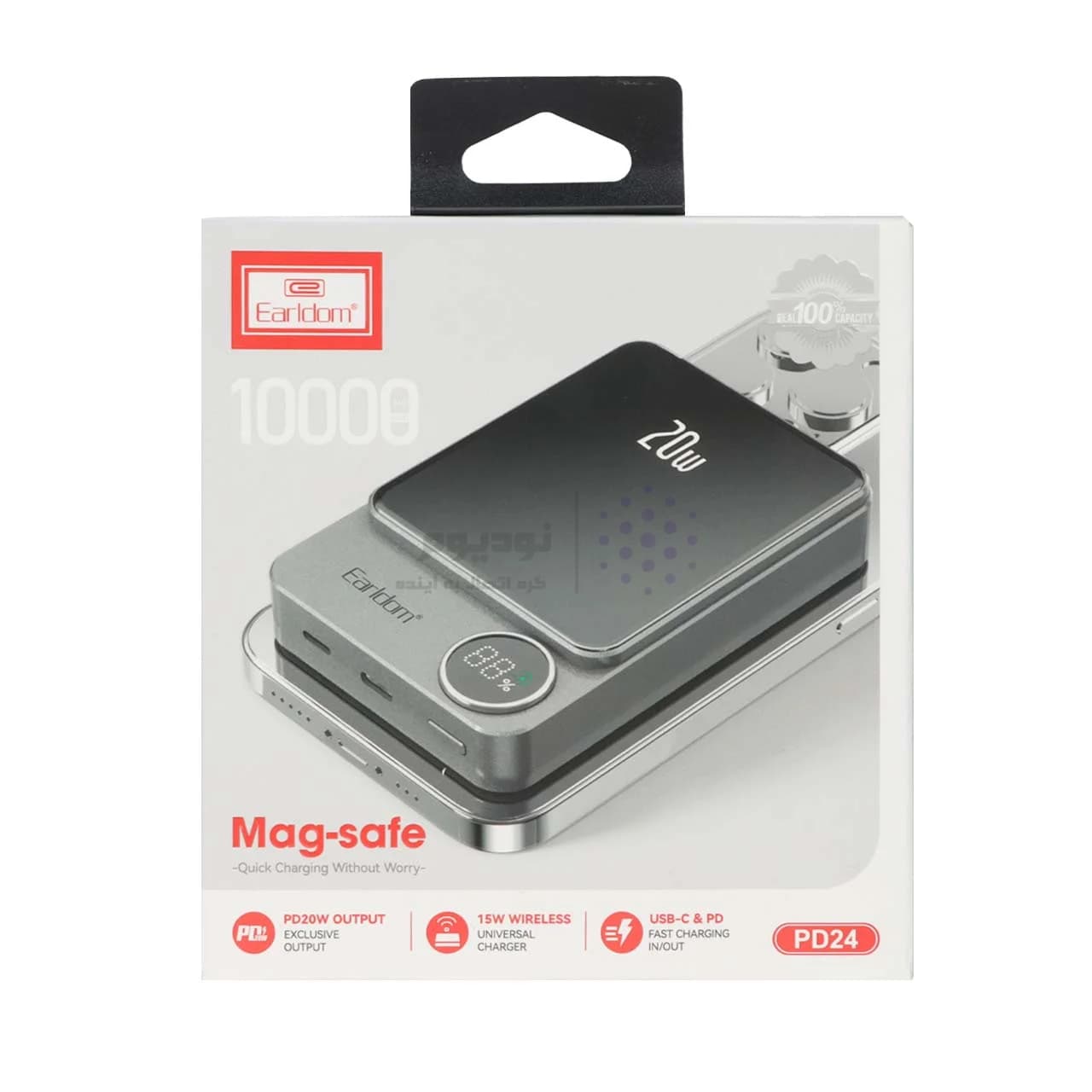 پاوربانک وایرلس PD و فست شارژ Earldom 10000mAh مدل PD24 20W – مشکی (دارای نمایشگر LED) — تصویر ۹