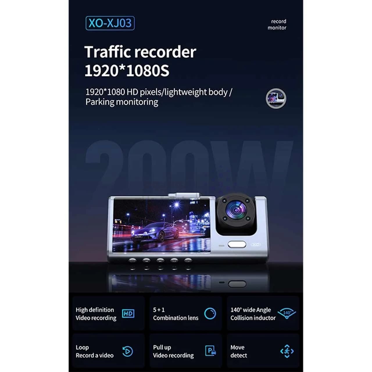 دوربین ثبت وقایع خودرو XO مدل XO-XJ03 – خاکستری — تصویر ۶