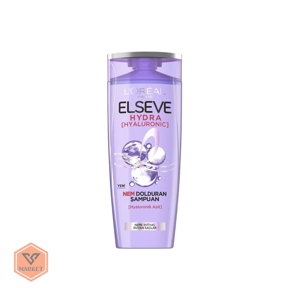 شامپو آبرسان لورال السیو (L’Oréal Elseve) مدل Hydra Hyaluronic – حاوی هیالورونیک اسید (مخصوص موهای خشک و کم‌آب) 400 میل