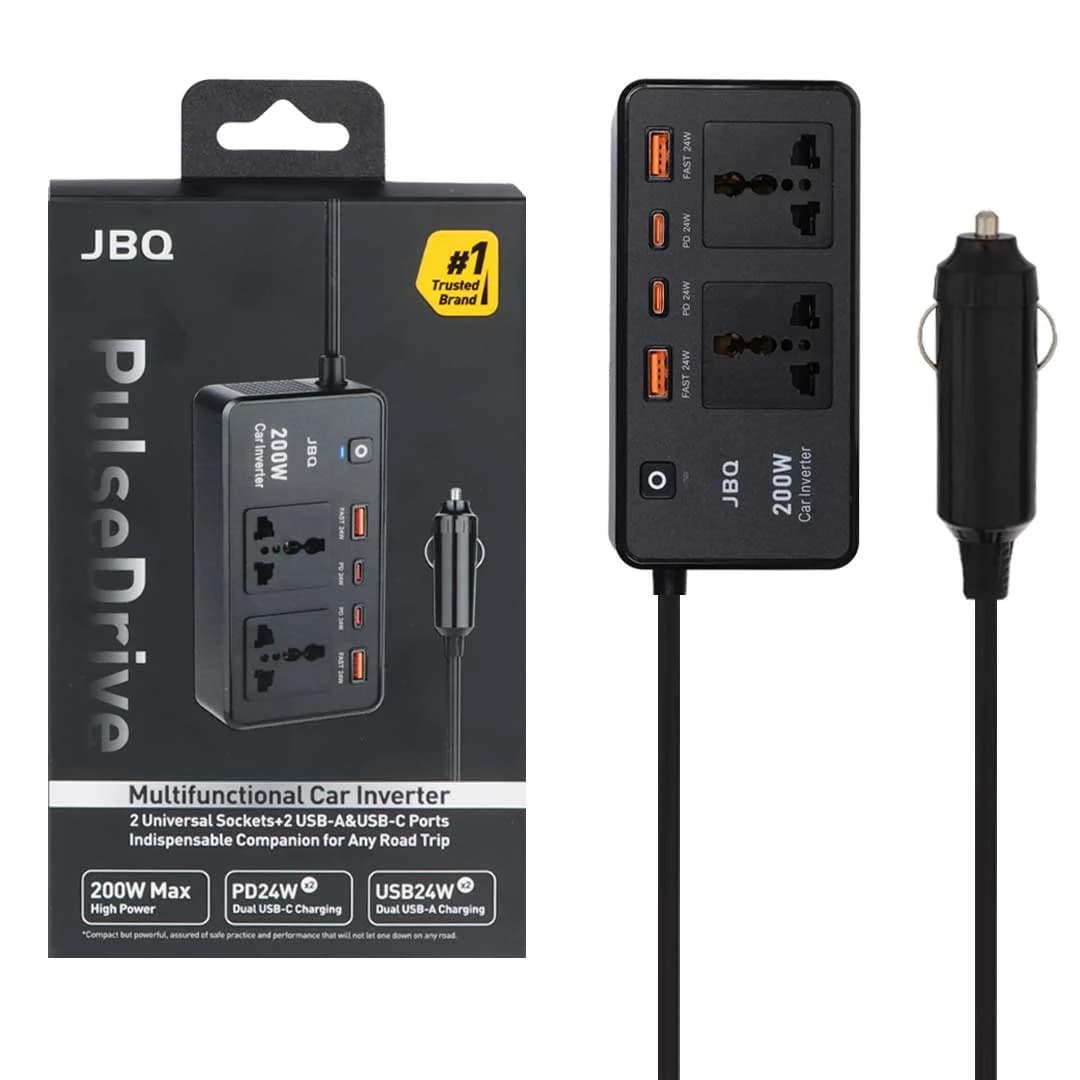 اینورتر و چندراهی فندکی خودرو JBQ مدل Pulse Drive M670852 200W – مشکی (گارانتی یکساله رصاصی) — تصویر ۲