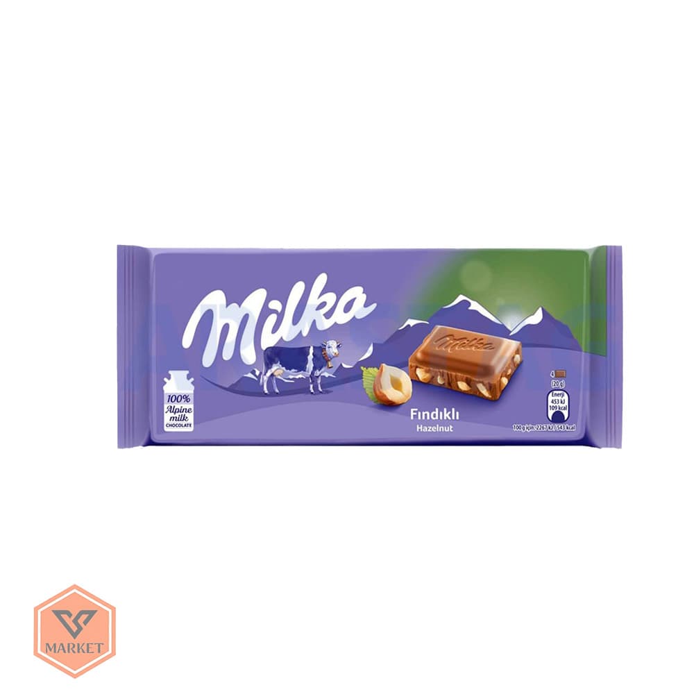 شکلات شیری میلکا با فندق کامل (Milka Hazelnut) – ۱۰۰ گرمی