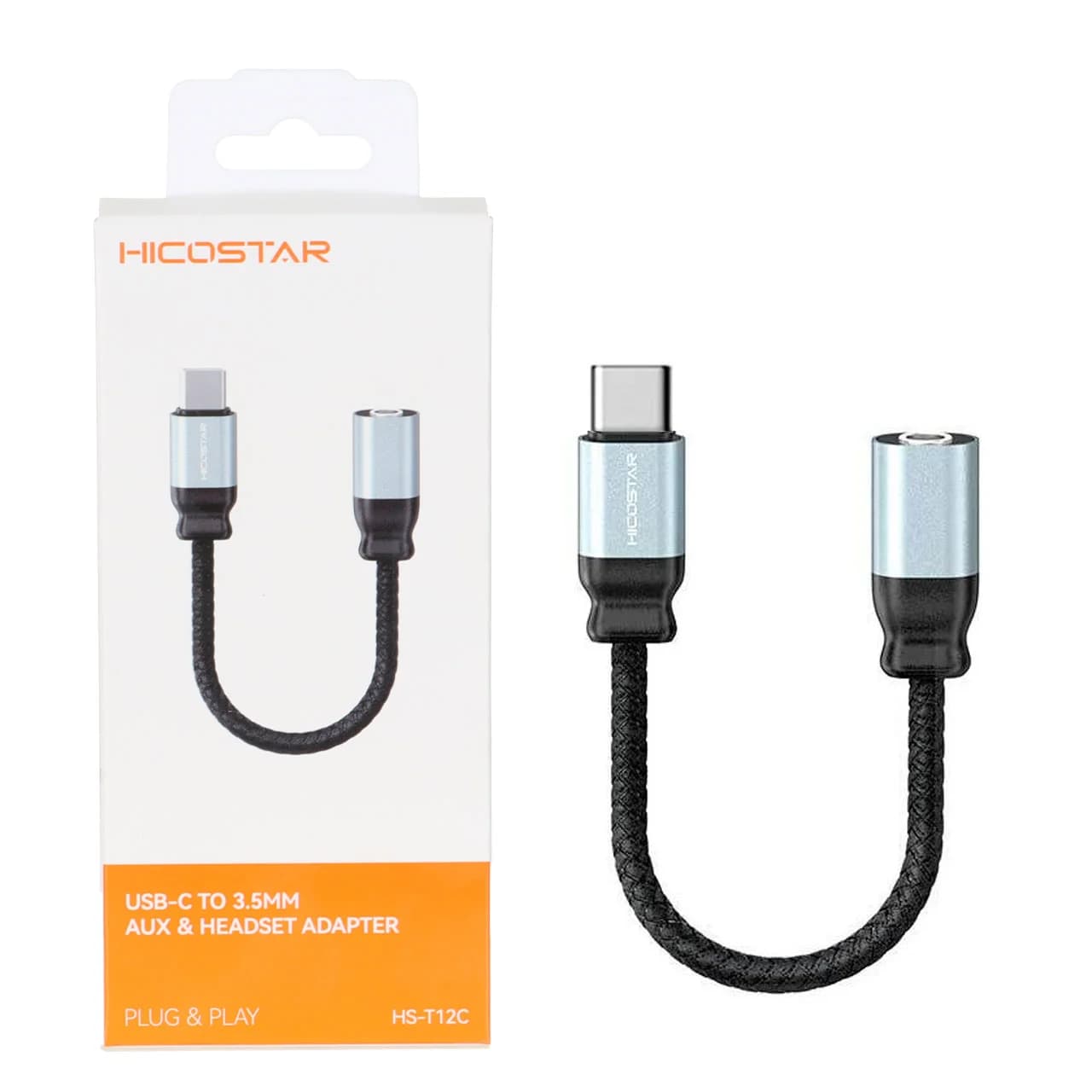 تبدیل Hicostar AUX TO Type-C مدل HS-T12C – خاکستری