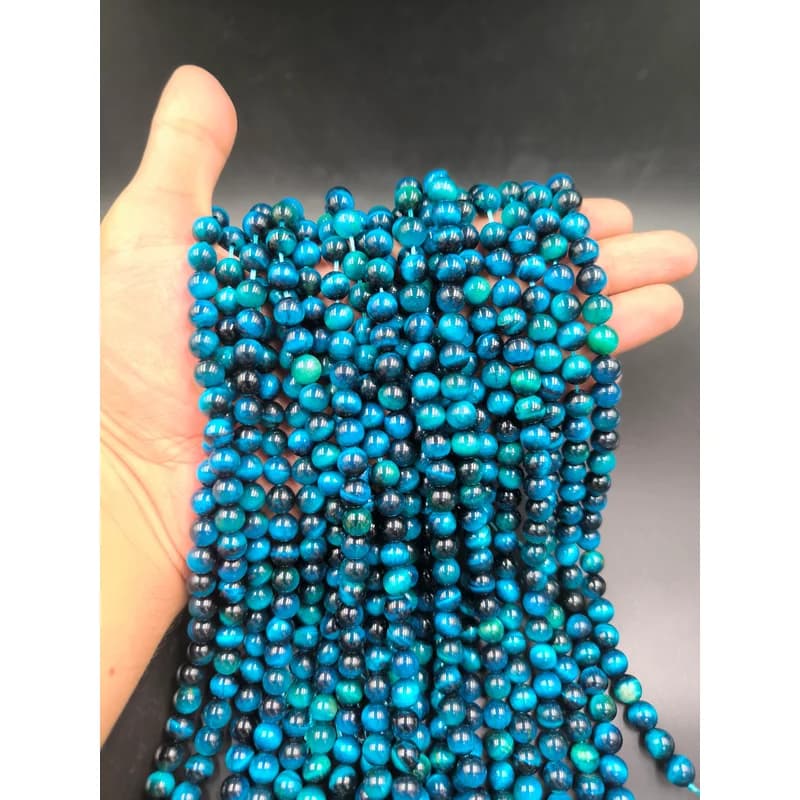 ریسه سنگ چشم ببر آبی سایز 8 کد 7480