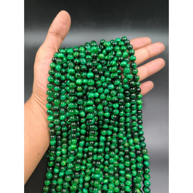 ریسه سنگ چشم ببر سبز سایز 8 کد 7380 — تصویر ۸