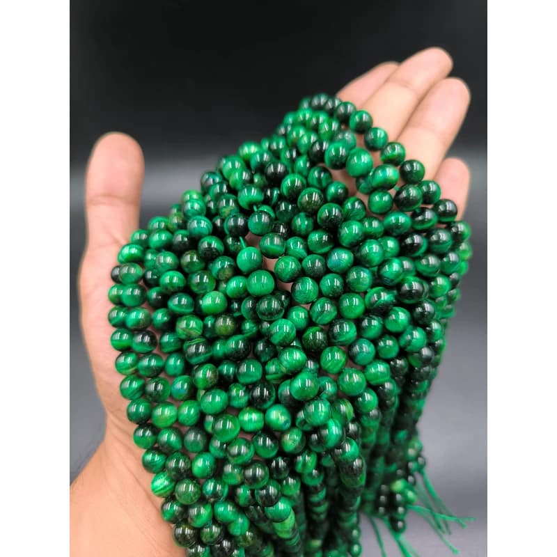 ریسه سنگ چشم ببر سبز سایز 8 کد 7380 — تصویر ۷