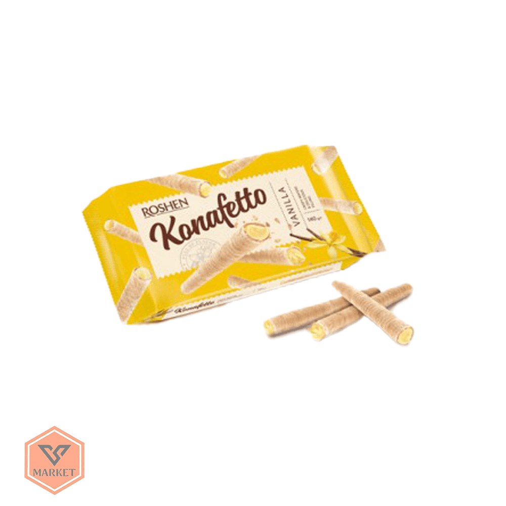 ویفر رولی مغزدار وانیلی روشن مدل کنافتو (Konafetto) وزن 140 گرم – Roshen — تصویر ۳