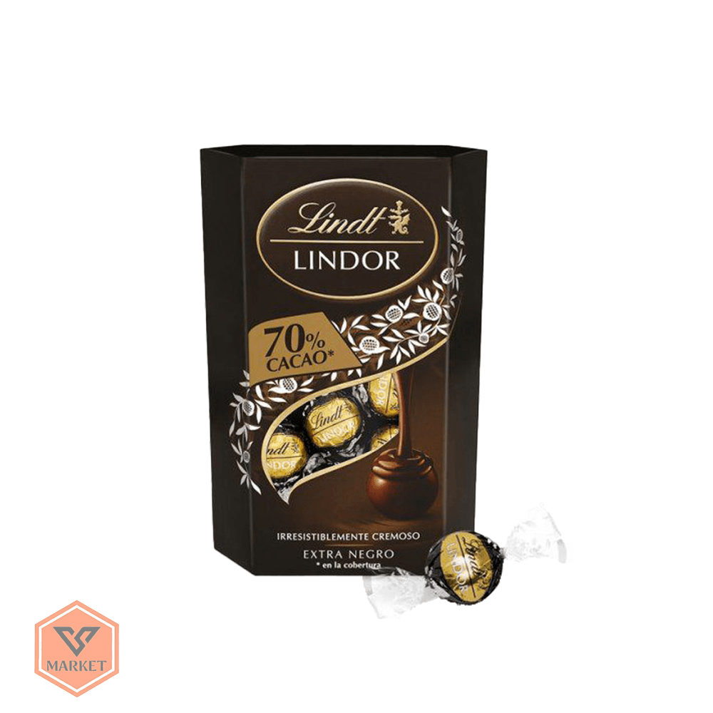 شکلات پذیرایی تلخ 70 % لیندت مدل لیندور (Lindt LINDOR 70% Cacao) – اکسترا دارک 200 گرمی