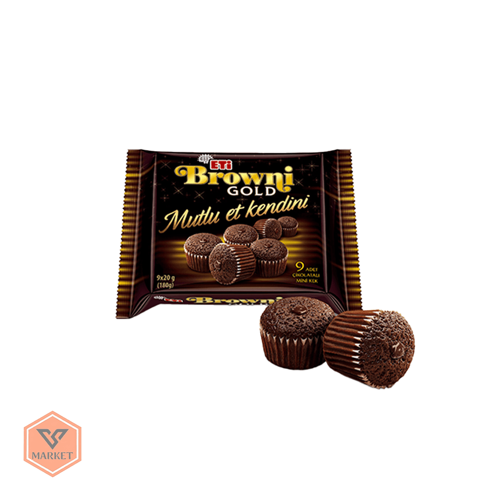 مینی کیک شکلاتی اتی براونی گلد (Eti Browni Gold) – بسته‌ی ۹ عددی (۱۸۰ گرم)