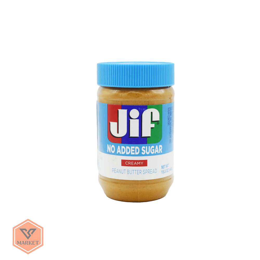 کره بادام زمینی نرم بدون شکر افزوده جیف با درب آبی (Jif No Added Sugar Creamy Peanut Butter) – وزن440گرم