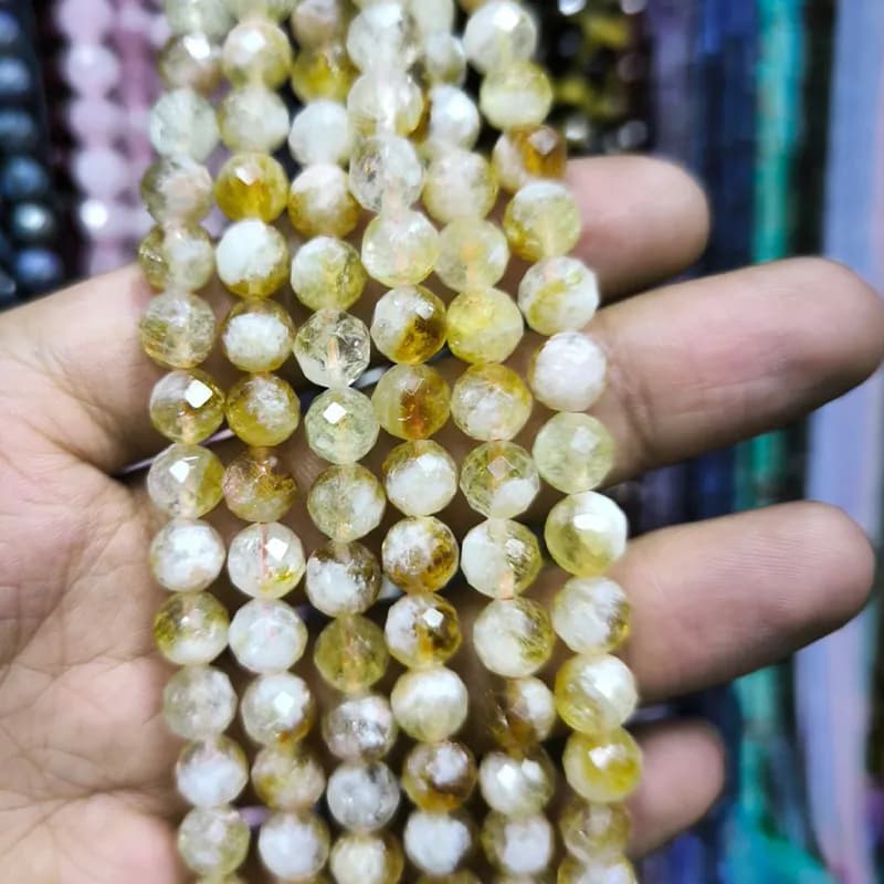 ریسه سنگ سیترین تراش سایز ۸ میلیمتر کد 3150 — تصویر ۳
