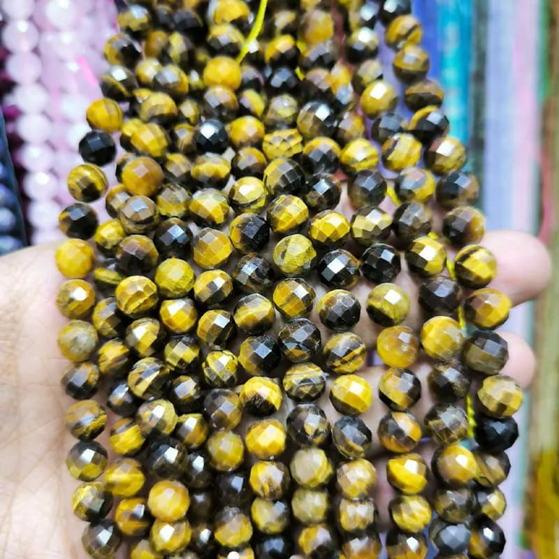 ریسه سنگ چشم ببر تراش سایز ۸ میلیمتر کد 3151 — تصویر ۲