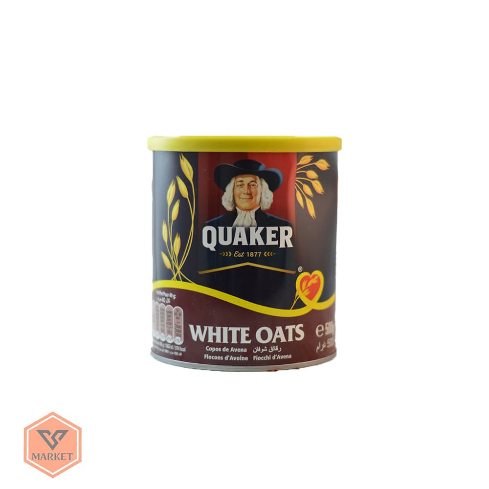 جو دوسر پرک کواکر (Quaker White Oats) قوطی فلزی – ۵۰۰ گرم