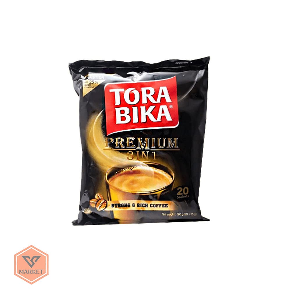 ☕ قهوه فوری تورابیکا مدل پرمیوم 3 در 1- قوی و غلیظ – بسته 20 عددی (25 گرمی) – Torabika Premium
