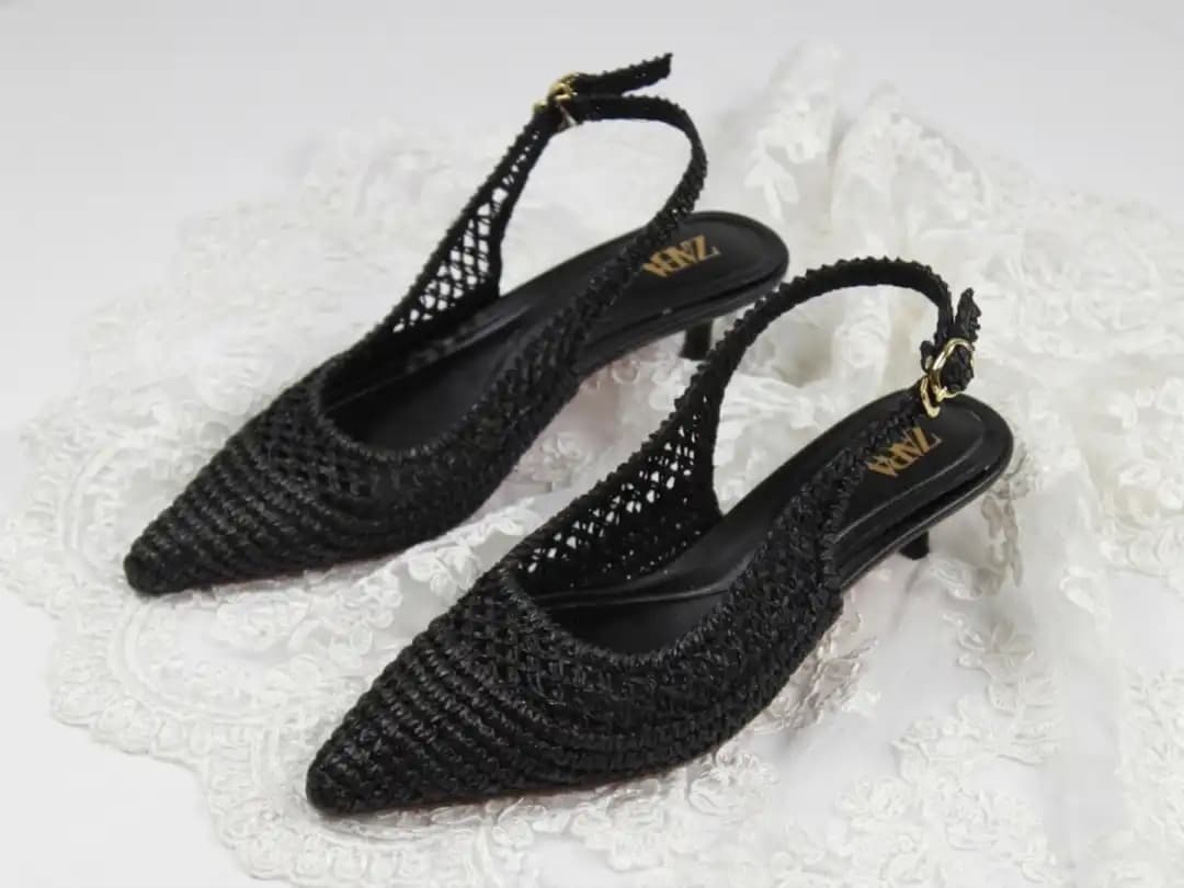 کفش پاشنه 5 سانت زارا حصیری | Zara