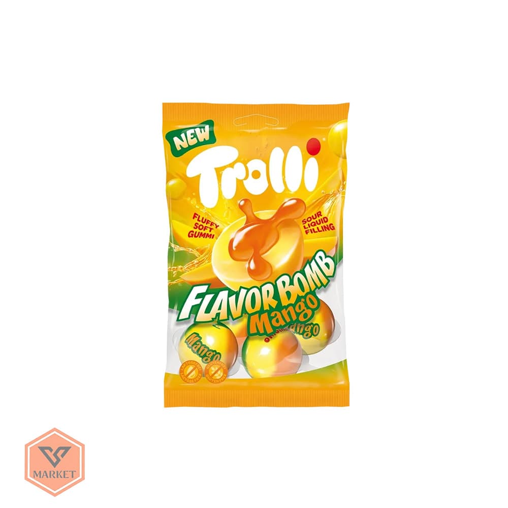 پاستیل Trolli Flavor Bomb Mango | پاستیل طعم انبه با مغز ترش مایع — تصویر ۲