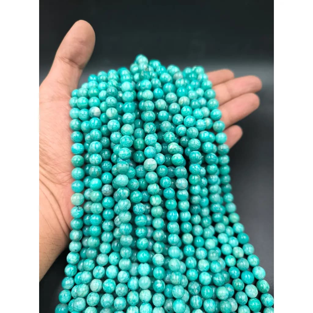 ریسه سنگ آمازونیت طبیعی سایز 8 میلیمتر کد 9120 — تصویر ۲